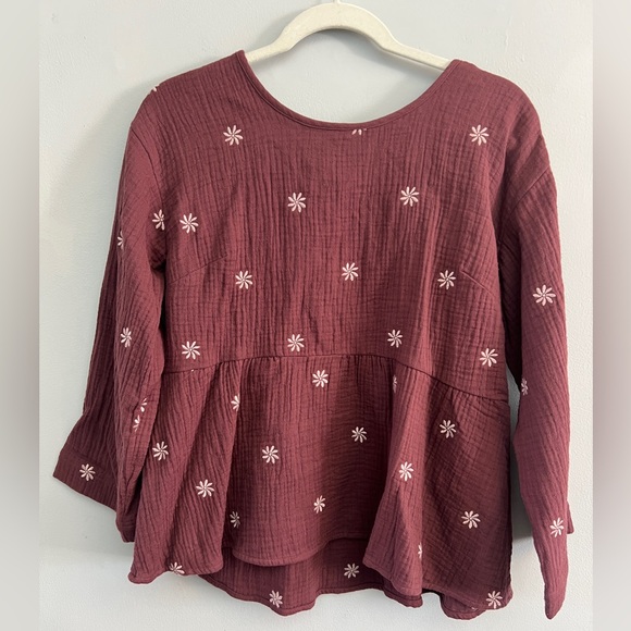 Madewell Embroidered Lightspun Peplum Open-Back Top, Size Small - Picture 4 of 8